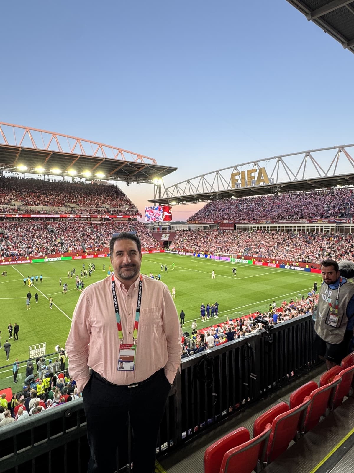 Amin Haghighat at an international football event in Toronto